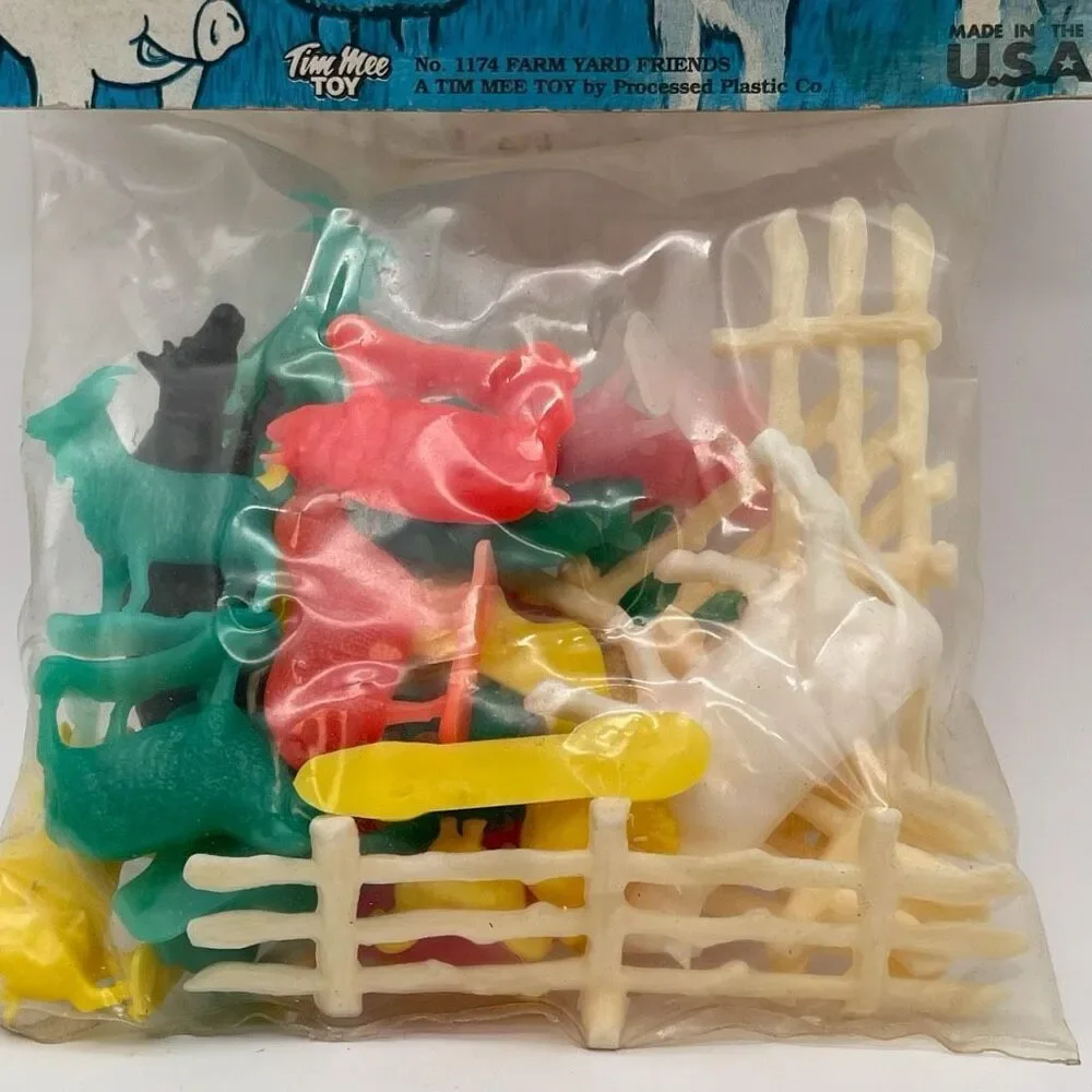 Vintage NWT TIMEE TOY Farm Yard Friends 26 Pieces Multicolor‎ Plastic Animals